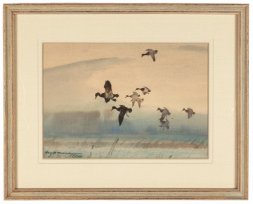 Roy Mason (American, 1886-1972) Ducks over a Pond